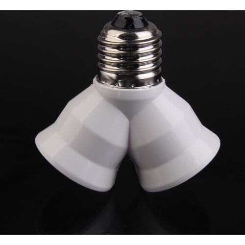 E27 Base Light Lamp Bulb Socket 1 to 2 Splitter Adapter Converter Socket for E27 to 2X E27 Light Base Converting