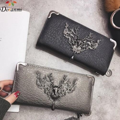 DORANMI Long Wallet Vintage Women Simple Purse Coin Bags Clutch For Female Vintage Thin Purses NPJ075