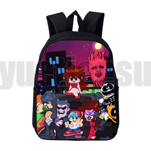 3D Canvas Fnf Backpack 12/16 Inch Game Kawaii Friday Night Funkin Backpack Primary School Bag for Teenage Girls Anime Travel Bag