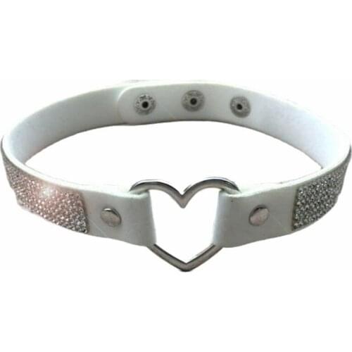 Pu Leather Punk Heart Studded Choker Necklace Rivet Buckle Collar Necklace Gift For Women Jewelry Neck Decoration Wholesale