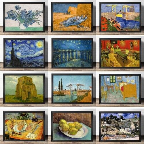 Van Gogh Oil Painting Works Sunflower Apricot Abstract Art Print Poster Picture Wall House Decoration Murals