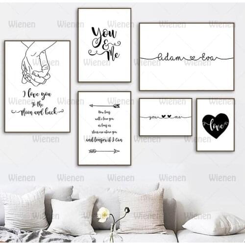Canvas Painting Minimalist Black White Quote Art Prints Modern Style Wall Art Posters Pictures for Home Decor Custom Your Name