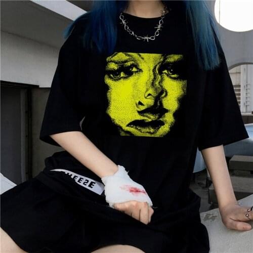 Summer Gothic horror T-shirt Harajuku Big size Vintage tees Ulzzang cotton short sleeve y2k women clothing dark women T-shirt