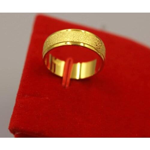 Frosted 18K Gold Couple Rings Simple 4MM Women Men Lovers Wedding Jewelry Engagement Gifts