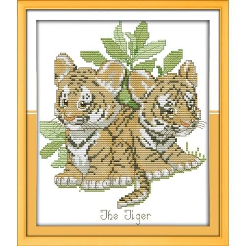 The tiger cross stitch kit cartoon 11ct count canvas stitches embroidery DIY handmade needlework plus