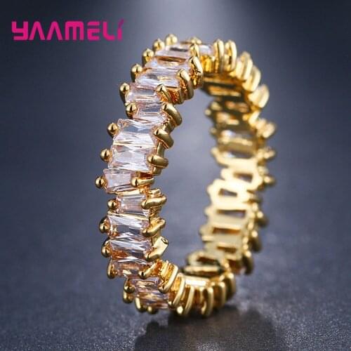 Irregular Baguette Crystal Stone 925 Sterling Silver Rings For Women Fashion Finger Accessories Anel Wedding Engagement Jewelry