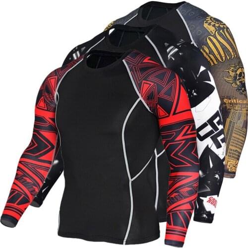 New Mens Rashguard Running Shirt Gym Shirt Long Sleeve Sports Compression Shirt Dry Fit Shirts For Men Fitness