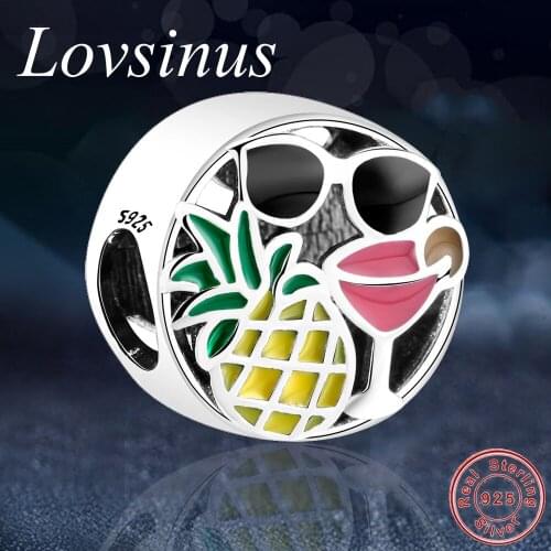 Fit European Charms Bracelets 925 Sterling Silver European Pineapple Sun glass Margaret Summer Fun Beads Berloque Gifts Jewelry