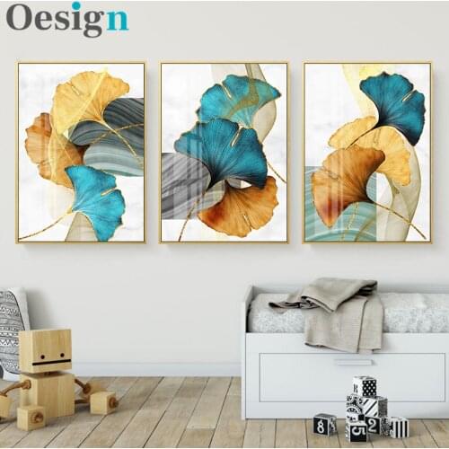 Póster abstracto de hojas de planta dorada, póster de pared, estilo moderno, lienzo impreso, pintura, arte, pasillo, sala de est