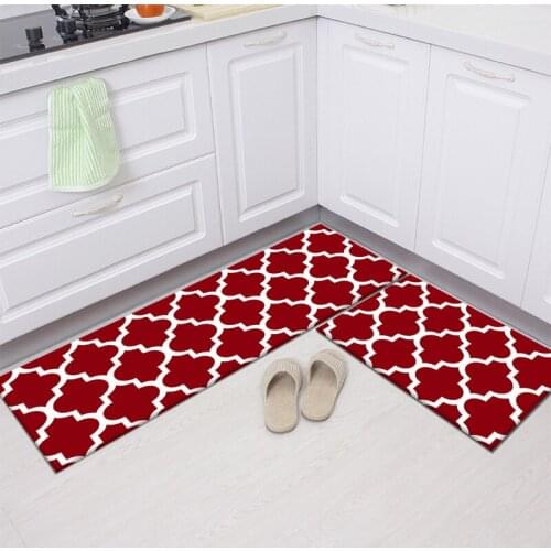 RULDGEE Crystal Velvet Long Strip Printed Kitchen Strip Carpet Absorbent Non-slip Porch Bathroom Toilet Floor Entrance Door Mats