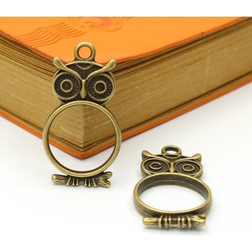 Frame DIY Necklace Keychain UV Epoxy Hollow Frame Jewelry Accessories Owl Shape Alloy Metal 4pcs/bag Pendant Base