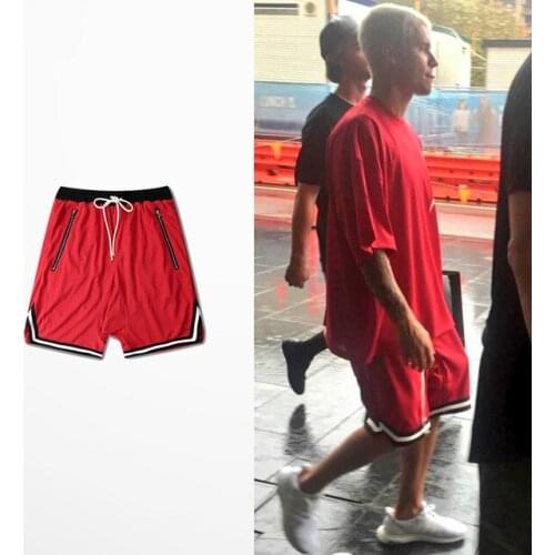 Retro Striped Fake Zippers Shorts High Street Leisure Hallen Beach Shorts Men Skateboard Hip Hop Casual Wear Short Pants