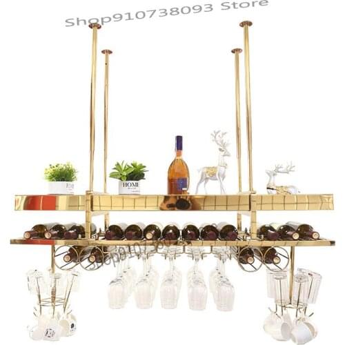 Light luxury stainless steel wine glass rack upside down household wine rack hanging wine glass rack bar hanger wine rack rack