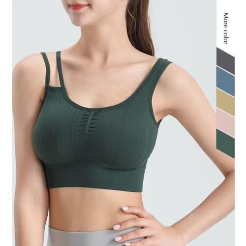 Sports Bras Women Yoga Shoulder Strap Beauty Back Fitness Vest Shockproof Underwear Soft Nylon Tights Push Up Seamless Brassiers