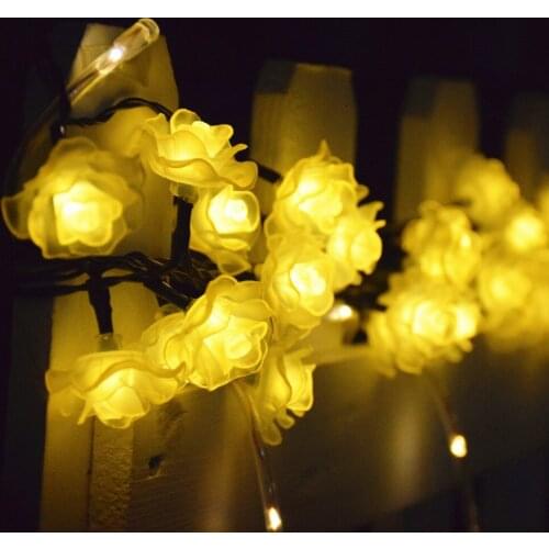 Ousam LED Solar Sting Lights Rose Garland Solar Fairy Lights Outdoor For Christmas Holiday Decoration Waterproof