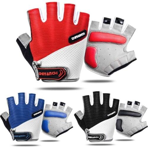 Unisex Half Finger Bicycle Cycling Gloves Anti Slip Shock Absorbing Padded Breathable Mesh Sports Mountain Bike Mittens