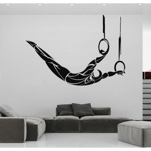 Aerial Gymnastics Vinyl Wall Decal Air Athlete Gymnastic Stickers Hobby Home Decor Gymnast Mural Sport Rings O156
