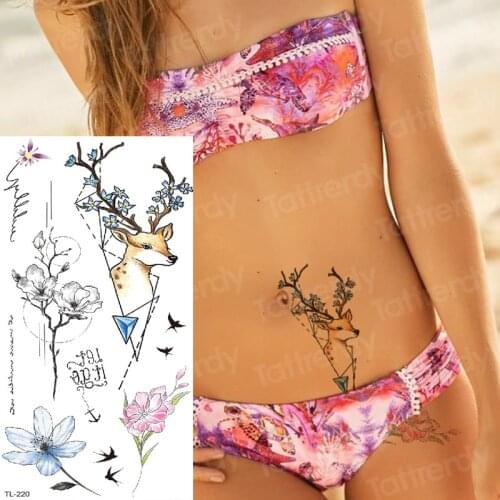 Waterproof Temporary Tattoos Water Transfer Flower Moose Sticker Beauty Body Arm Art Tattoo women girl female sexy Makeup Decals