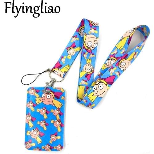 Funny Girl Cartoon Characters Lanyard Credit Card ID Holder Bag Student Women Travel Card Cover Badge Car Keychain Decorations