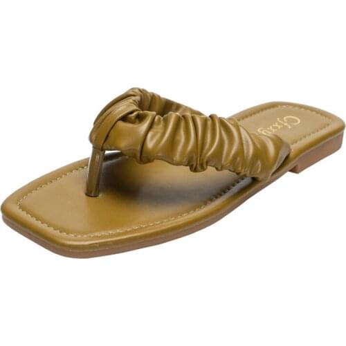 Womens Flip-Flops 2021 Summer Comfortable Flip-Flat Flat Slippers Womens Outer Wear Solid Color Fairy Soft-soled Sandals