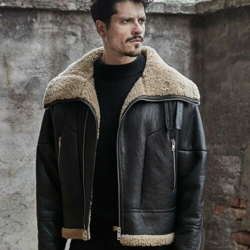 Winter Jacket Men Fur Coat Real Sheep Shearling Fur Coat Korean Vintage Real Leather Jacket Men Jaqueta Couro 826 YY478