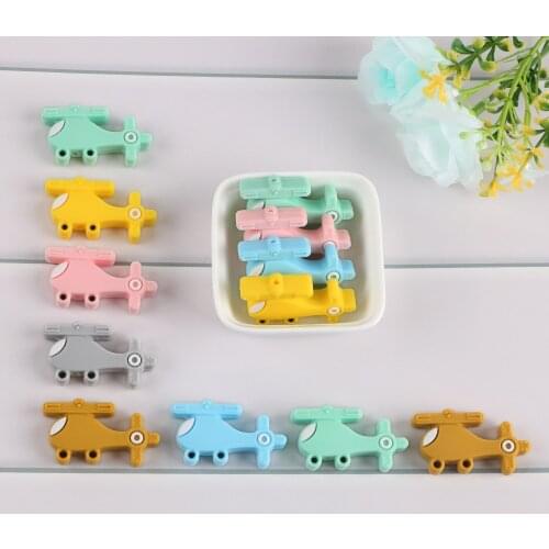 Kovict 10pc Helicopter Baby Silicone Beads BPA Free Food Grade Silicone Pandents DIY Pacifier Chain Accessories Baby Molar Toy