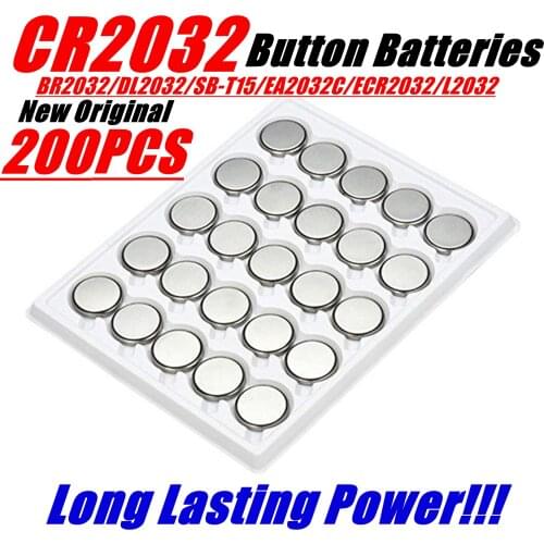 200PCS /Lot High Quality CR2032 3V Coin Button Battery , For Bluetooth Controller , Computer, Calculator, Motor Vehicle