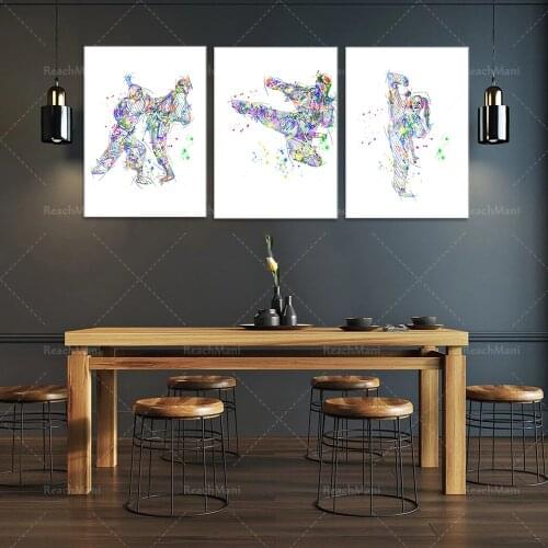 3 ensembles de jeu de croquis rugueux de karaté, affiche de karaté, jeu de croquis de karaté, affiche d'art mural de karaté