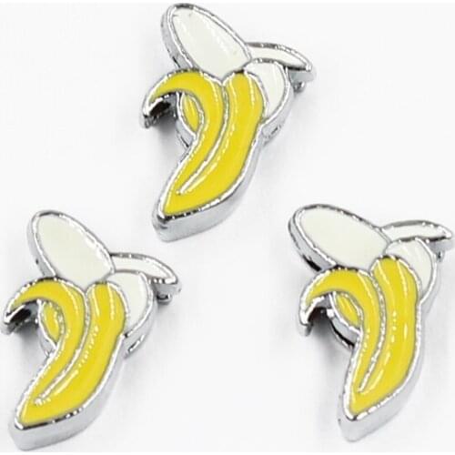 50PCS 8mm Alloy Yellow Banana Fruit Slide Charms Slide Beads DIY 8mm Bracelets Wristbands,Belt Straps Pet Name Collar Wholesale