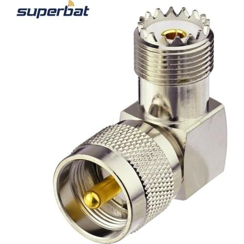 Superbat UHF Adapter 50 Ohm Right Angle UHF Male Plug to UHF Female Jack RF Coaxial Connector