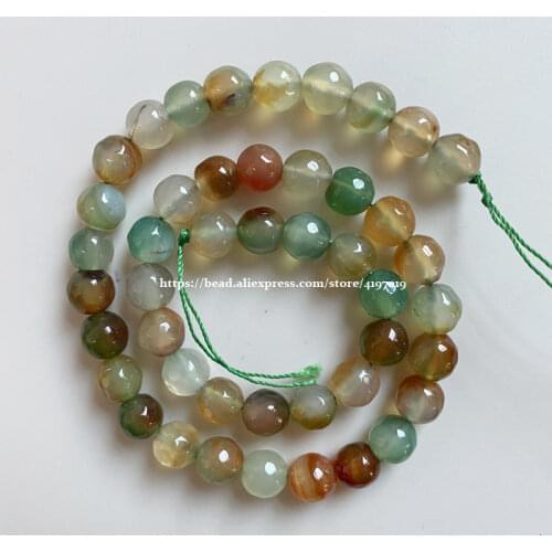 15" Natural Stone Faceted Peacock Agates Round Loose Beads 6 8 10 12MM Pick Size For Jewelry Making