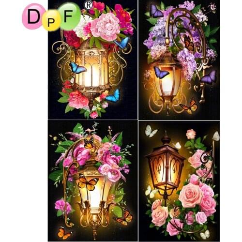 DPF 5D Round/Square full Diamond Painting Cross Stitch Pansy lamp Diamond Embroidery Mosaic Needlework kits Home Decor