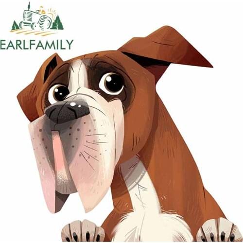 EARLFAMILY 13cm x 12.5cm For Boxer Dog Car Sticker Cartoon Decal Waterproof Occlusion Scratch Vinyl Material For JDM SUV RV