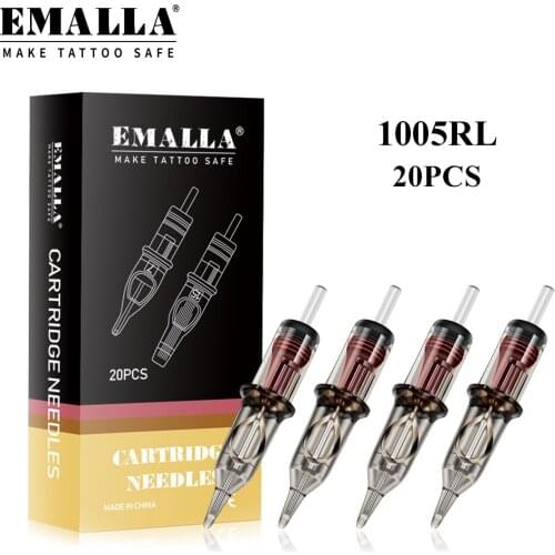 EMALLA New Professional 20PCS 0.3mm 5RL Tattoo Cartridge Needles Round Liner Sterilized Makeup Cartridge Needle Tattoo Supplies