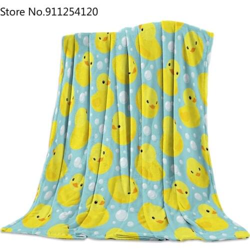 Yellow Duck Fleece Throw Bed Blanket Lightweight Super Soft Cozy Animal Duck Cute Cartoon Blanket Gift for Adults Kids