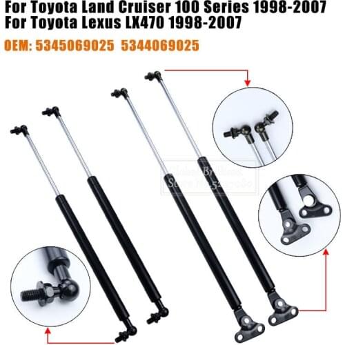 Front Bonnet Hood & Rear Truck Tailgate Gas Struts Shock Lift Supports Bars For Toyota Land Cruiser 100 Series Lexus LX470 98-07