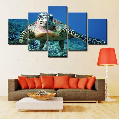 Hd Home Decoration Canvas Painting Big Turtle Pictures Wall Art Prints Animal Modular Modern Frame Poster For Boy Room 5 Panel