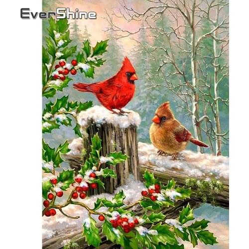 EverShine DIY Diamond Embroidery Animals Handmade Hobby Diamond Painting Bird Picture Rhinestones New Arrival Winter Kits