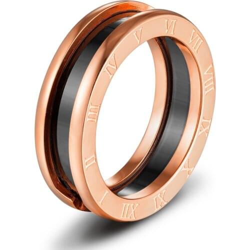 3 Colors Mens Roman Numerals Rings Charm Finger Fashion Zircon Punk Stainless Steel Rings For Women Couple Wedding Jewelry Gift