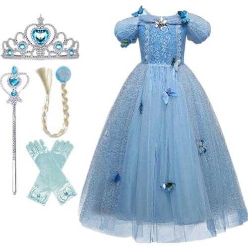 Halloween Cosplay Snow White Princess Dresses For Teen Girls 4-10T Girls Costumes 5 Pcs Role Play Butterfly Cloth For Children