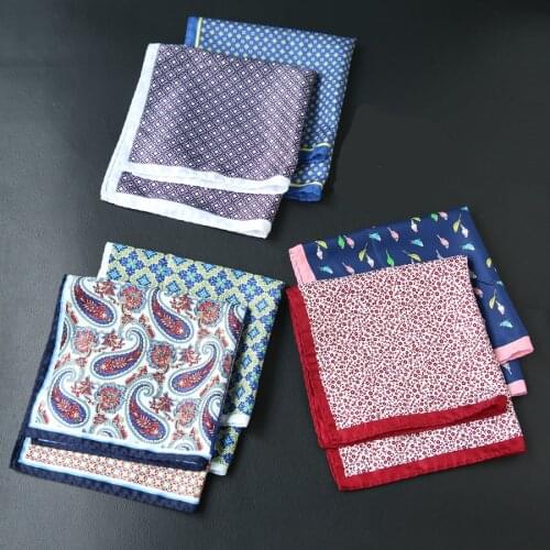 Linbaiway Paisley Flower Handkerchief Mens Vintage Gentlemen Hankies Floral Print Ladies Pocket Square Accessory Custom Logo