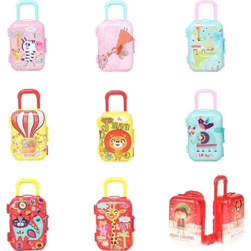 Lovely Mini Suitcase for Dolls Miniature Trunk Dollhouse Decoration Small Clutch Jewellery Box Coin Purse Christmas Trolley Box