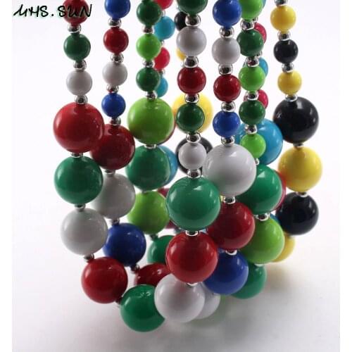 MHS.SUN Fashion Kids Girls Chunky Colorful Beaded Necklace For Boy Children Handmade Bubblegum Necklace Jewelry For Party 1PC