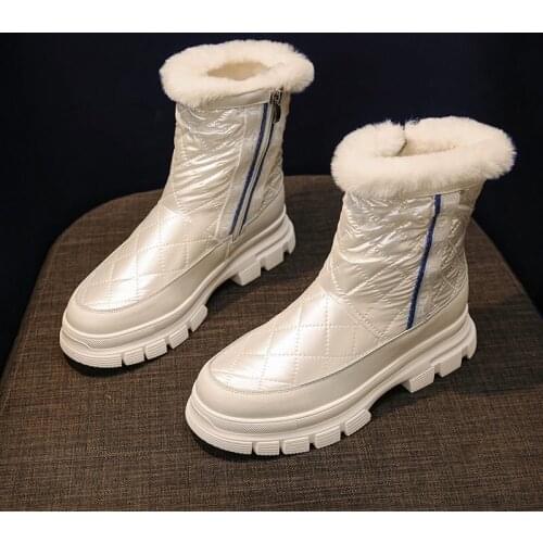 Fashion Warm Boots Female Women Shoes Platform Snow Boots Winter Comfortable Fur Plush White Boots Botas Plataforma Mujer