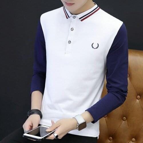 Belbello 2019 Autumn men Cotton long sleeves T-shirt Mens Personality Trend Printed sticker Comfortable Mens wear