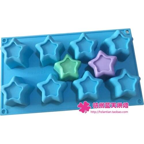 Wholesale/retail,free shipping,1 PCS 8 hole Five-pointed star shape Cake mold mould silicone mold Silicone mold