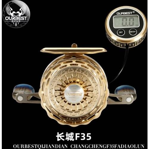 Oubest Great Wall F35 Raft Wheel with 2 Algebraic Digital Display with 3 Gear Magnetic Slow Drop Raft Fishing Wheel Metal