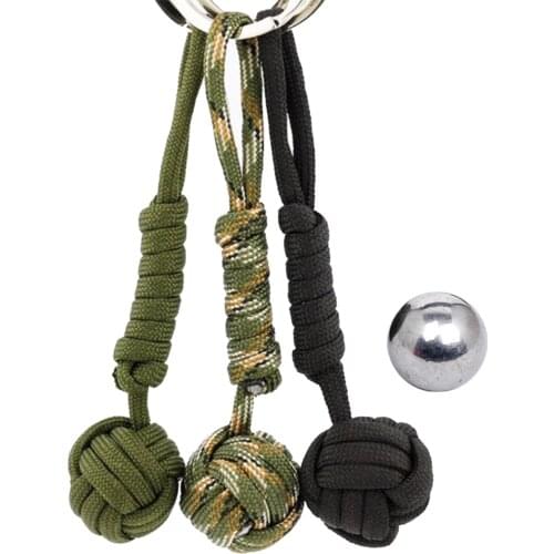 Paracord Survival Key Chain with Self-defense Steel Ball 15cm 7-core Outdoor Equipment Parachute Rope Keychain Wild Survival