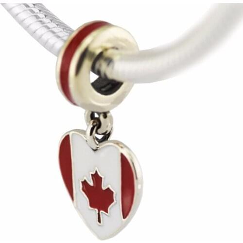 Popular Silver Charms Canadian Maple Leaf Flag Charm Fits For European Charms Bracelets For Woman DIY Beads Jewelry Making