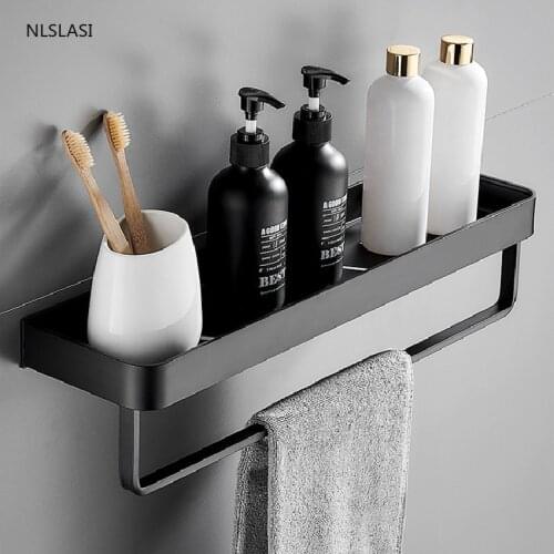 Simplicity Bathroom Accessories Space Aluminum Wall Shelf Shelf Corner Shelves Towel Rack Shampoo Holder Kitchen Storage Rack